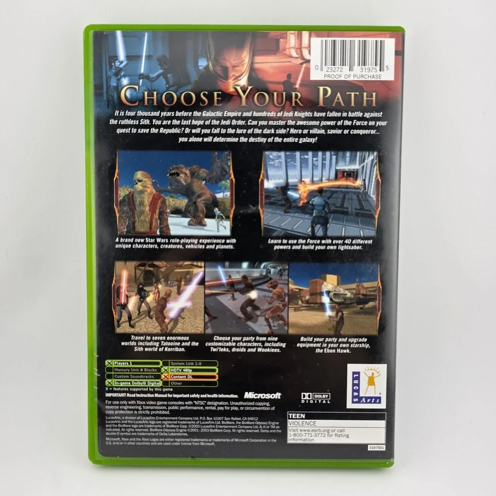 Star‎ Wars Knights of the Old Republic Xbox Video Game LucasArts BioWare